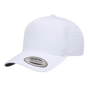 Classic 5-Panel Perforated Snapback Cap - White Classic 5-Panel Perforated Snapback Cap - White