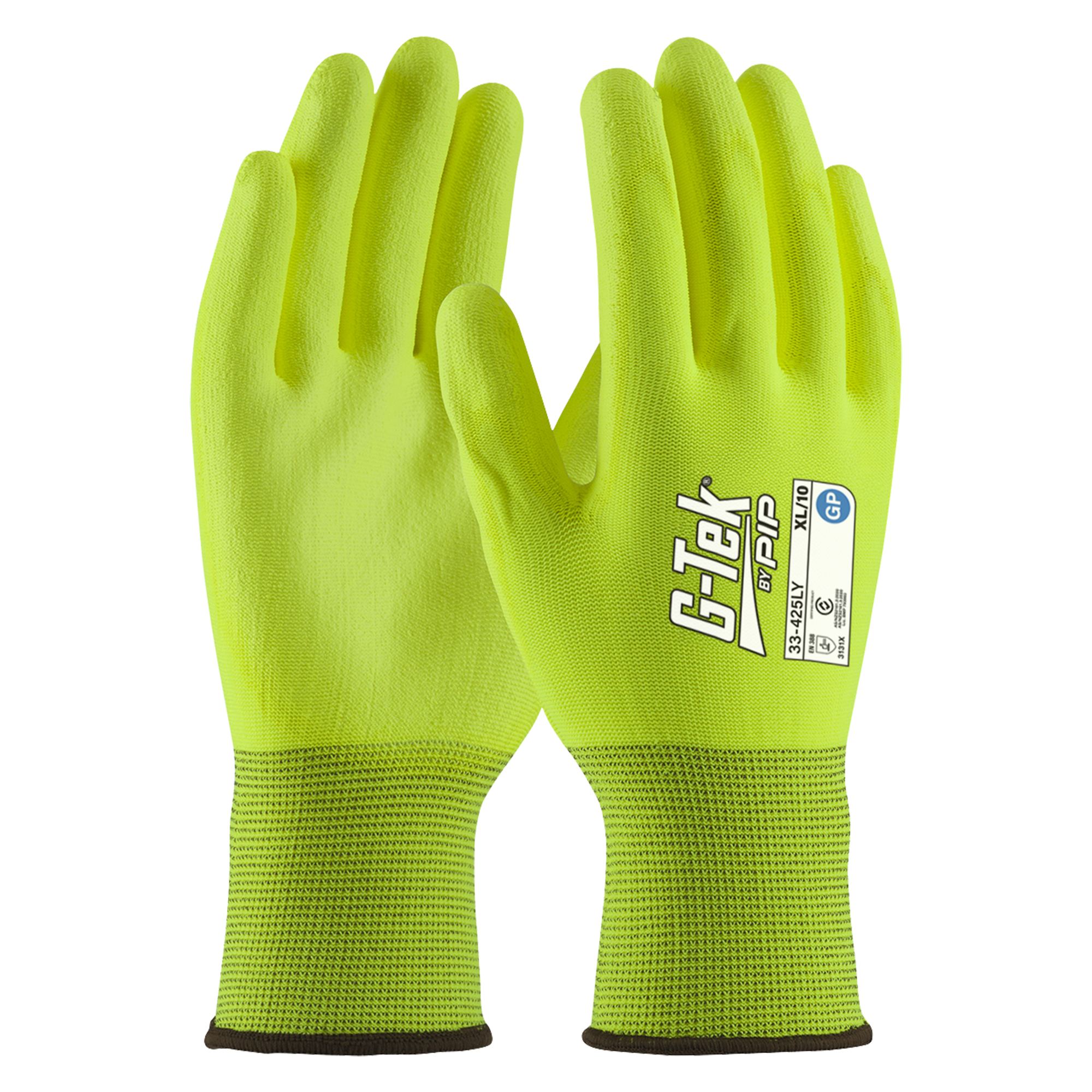 G-Tek 13G Hi Vis Yellow GP Palm Dip Glove G-Tek 13G Hi Vis Yellow GP Palm Dip Glove