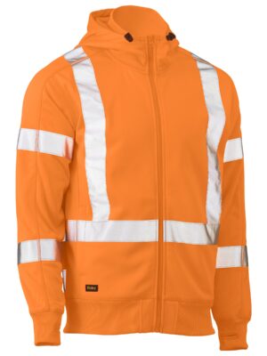 X Taped Hi Vis Zip Front Fleece Hoodie X Taped Hi Vis Zip Front Fleece Hoodie