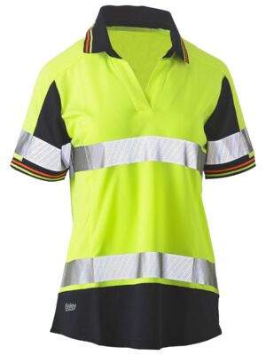 Women's Taped Two Tone Hi Vis V-Neck Polo Women's Taped Two Tone Hi Vis V-Neck Polo