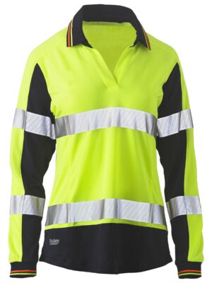 Women's Taped Two Tone Hi Vis V-Neck Polo Women's Taped Two Tone Hi Vis V-Neck Polo