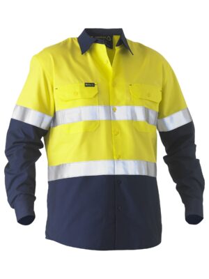 Bisley Recycle Taped Two Tone Hi Vis Drill Shirt Bisley Recycle Taped Two Tone Hi Vis Drill Shirt