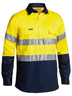 Taped Hi Vis Closed Front Drill Shirt Taped Hi Vis Closed Front Drill Shirt