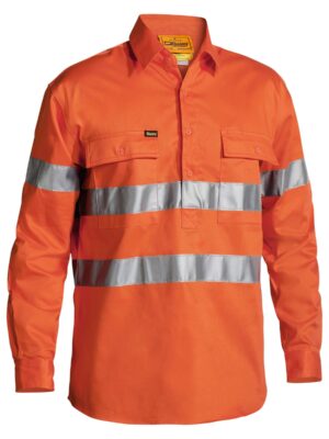 Taped Hi Vis Closed Front Drill Shirt Taped Hi Vis Closed Front Drill Shirt