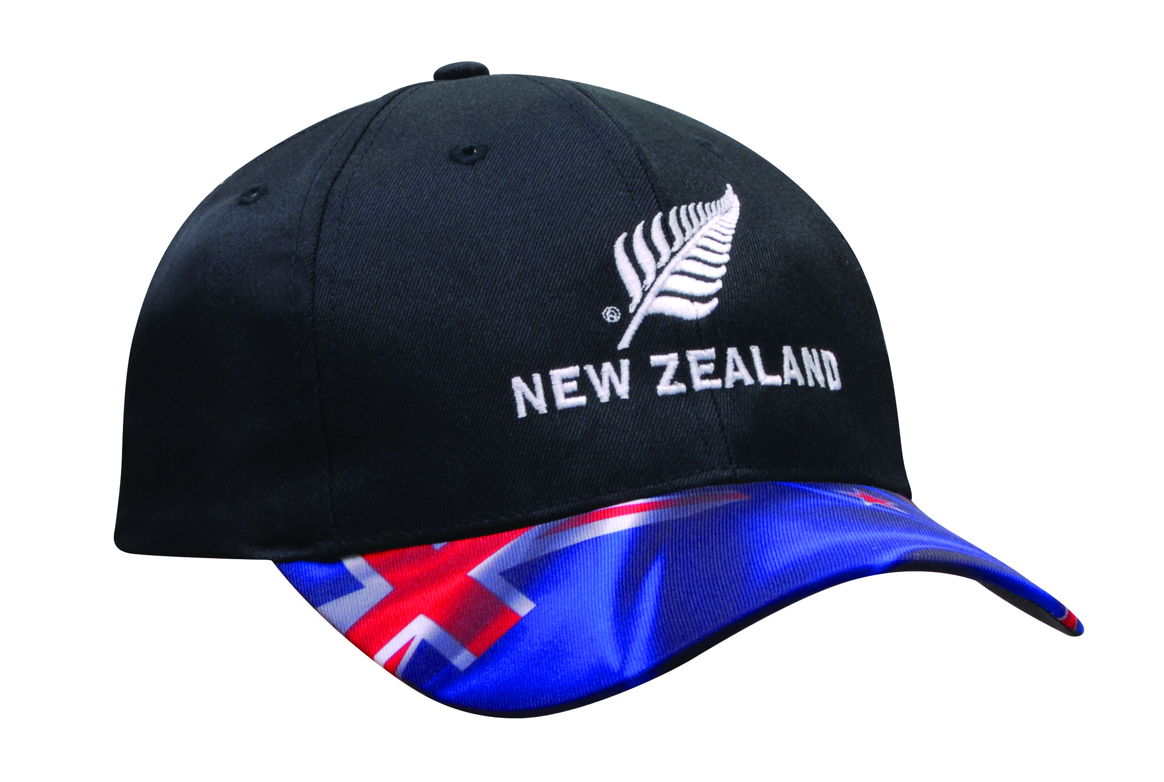 Breathable Poly Twill NZ Flag Peak Cap